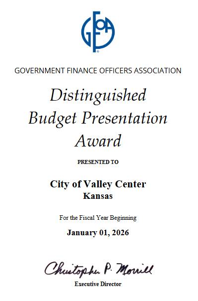 2026 Government Finance Officers Association Budget Award